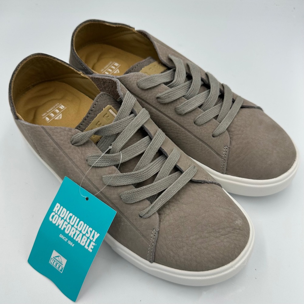 Reef Terramar LE Sneakers Mens Sz 9 Grey Leather Low Shoes Coastal Casual NIB